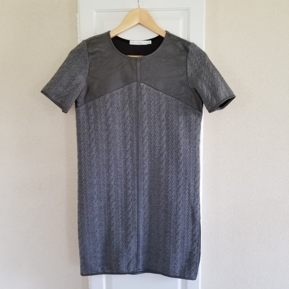 Bishop + Young Gray Faux Leather/Sweater Mini Dress size XS - Picture 1 of 5